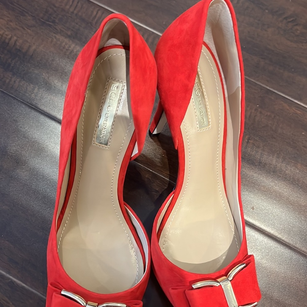 Bcbgeneration Red Suede Bow Pumps - 9 - image 4
